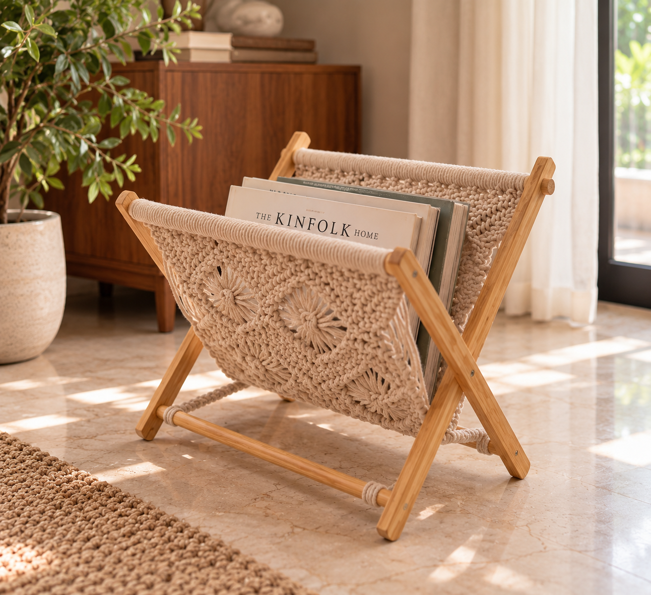 Macramé Magazine Basket