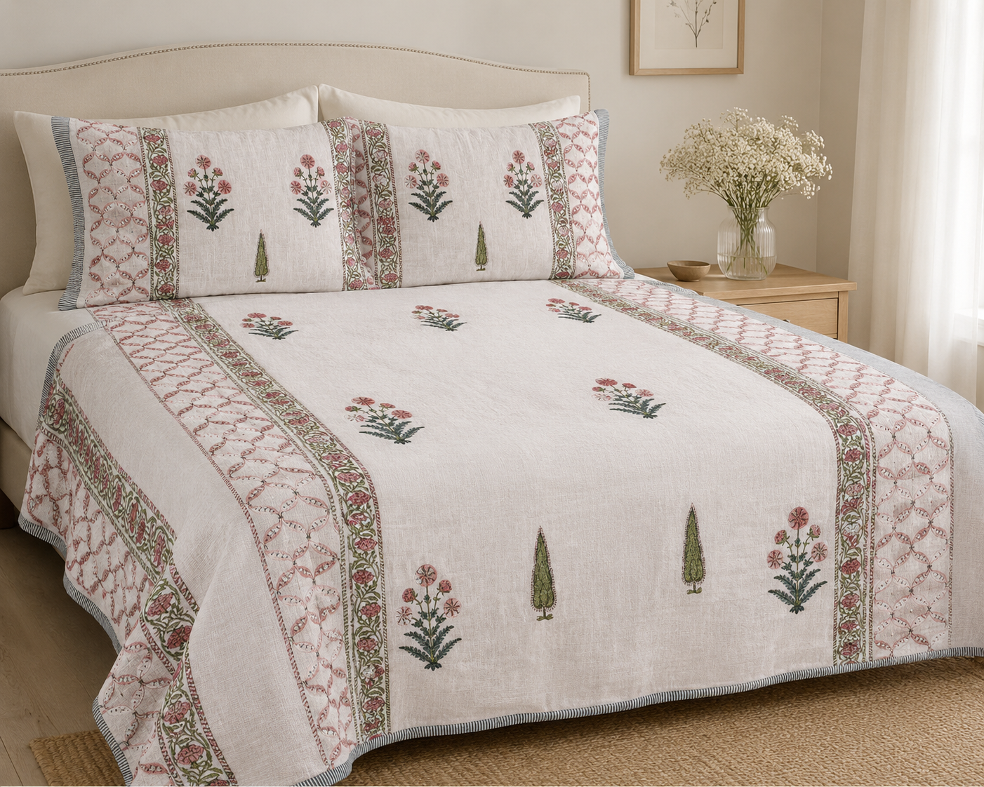 Gulab Bagh Cotton Bed Cover