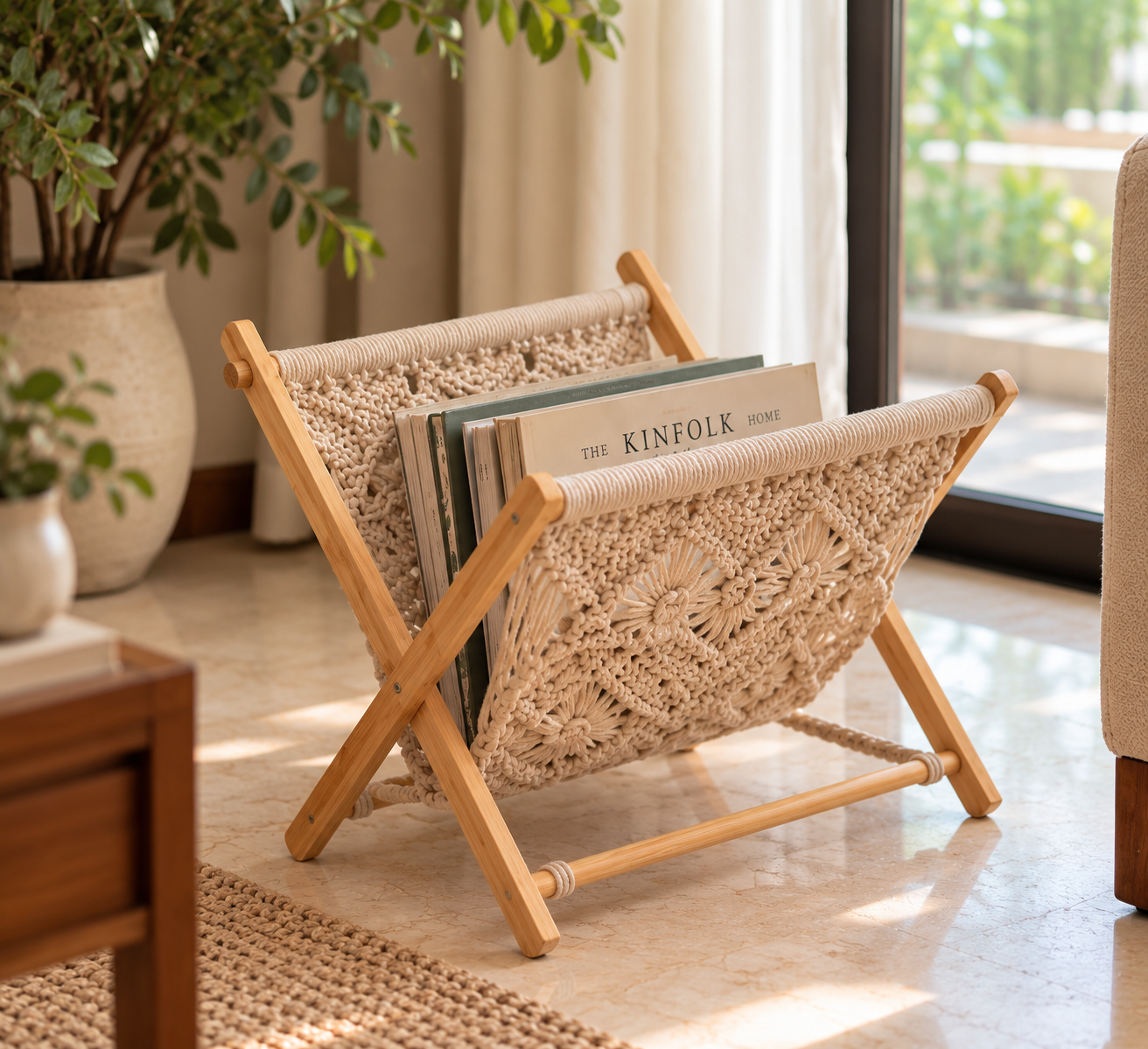 Macramé Magazine Basket - Image 2