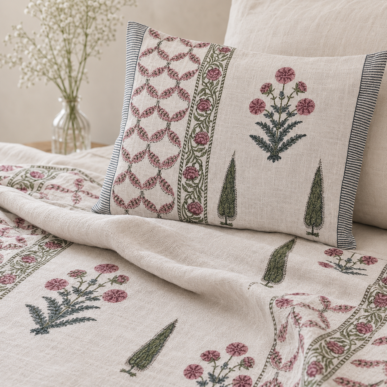 Gulab Bagh Cotton Bed Cover - Image 2